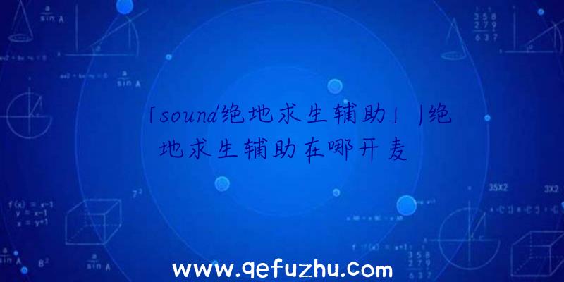 「sound绝地求生辅助」|绝地求生辅助在哪开麦